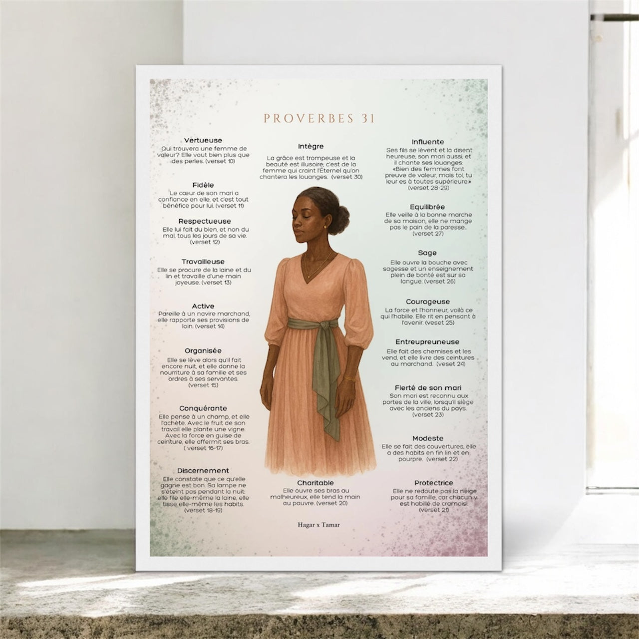 Poster Proverbes 31 encadrée en bois A3