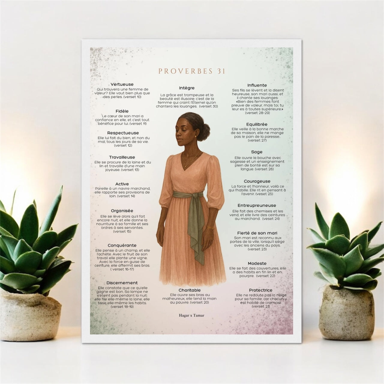 Poster Proverbes 31 encadrée en bois A3