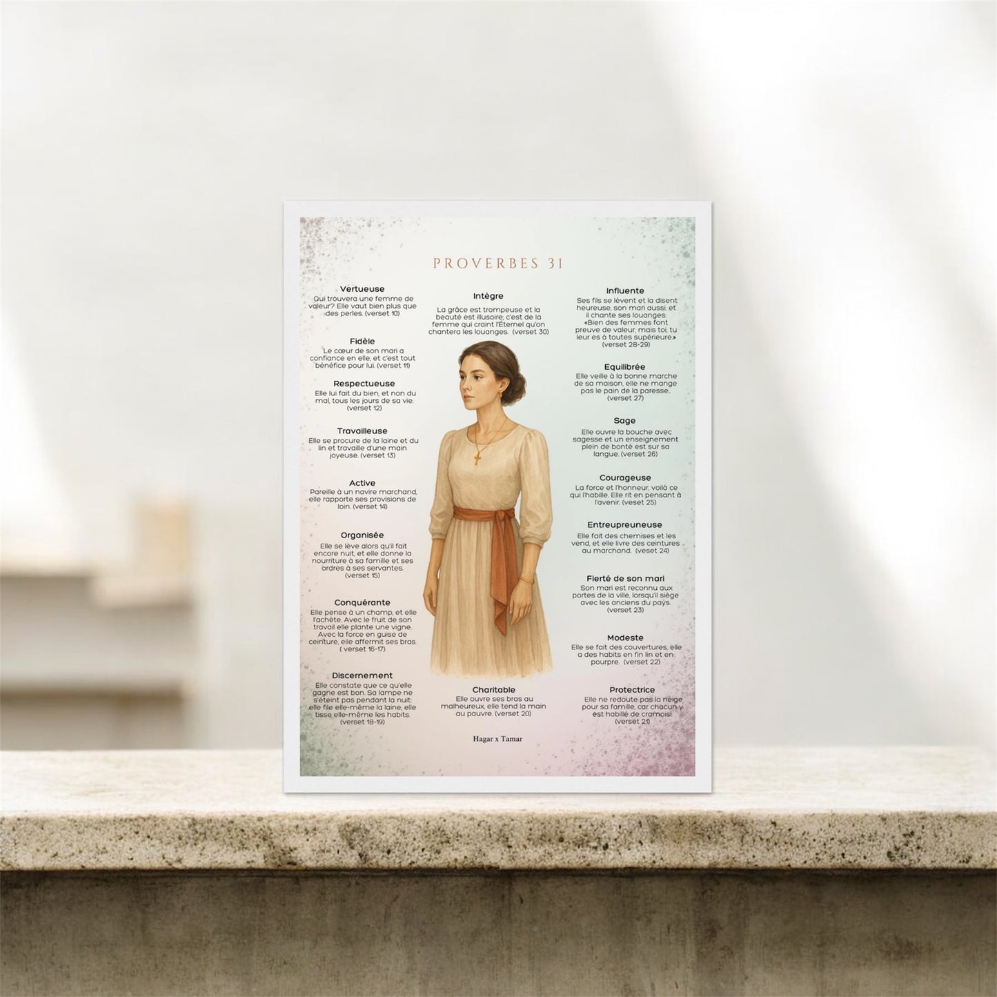 Poster Proverbes 31 encadrée en bois A3