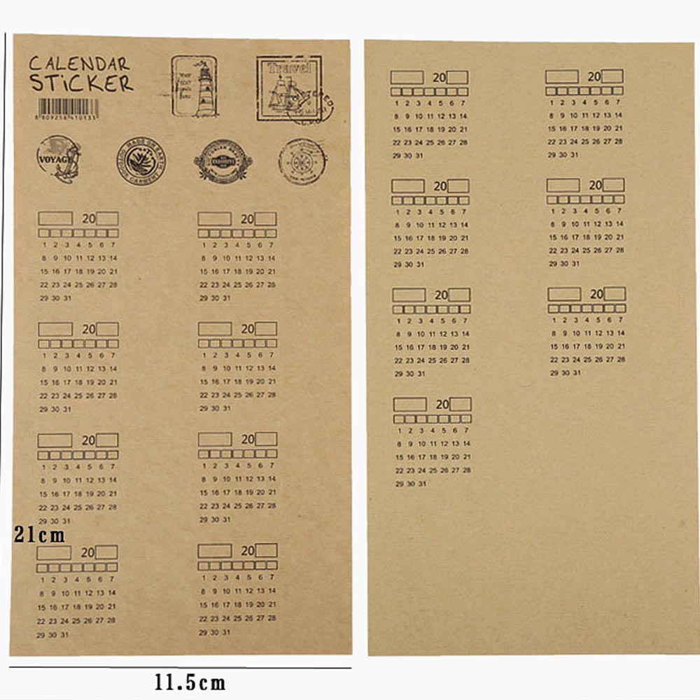 planches de stickers onglets calendriers