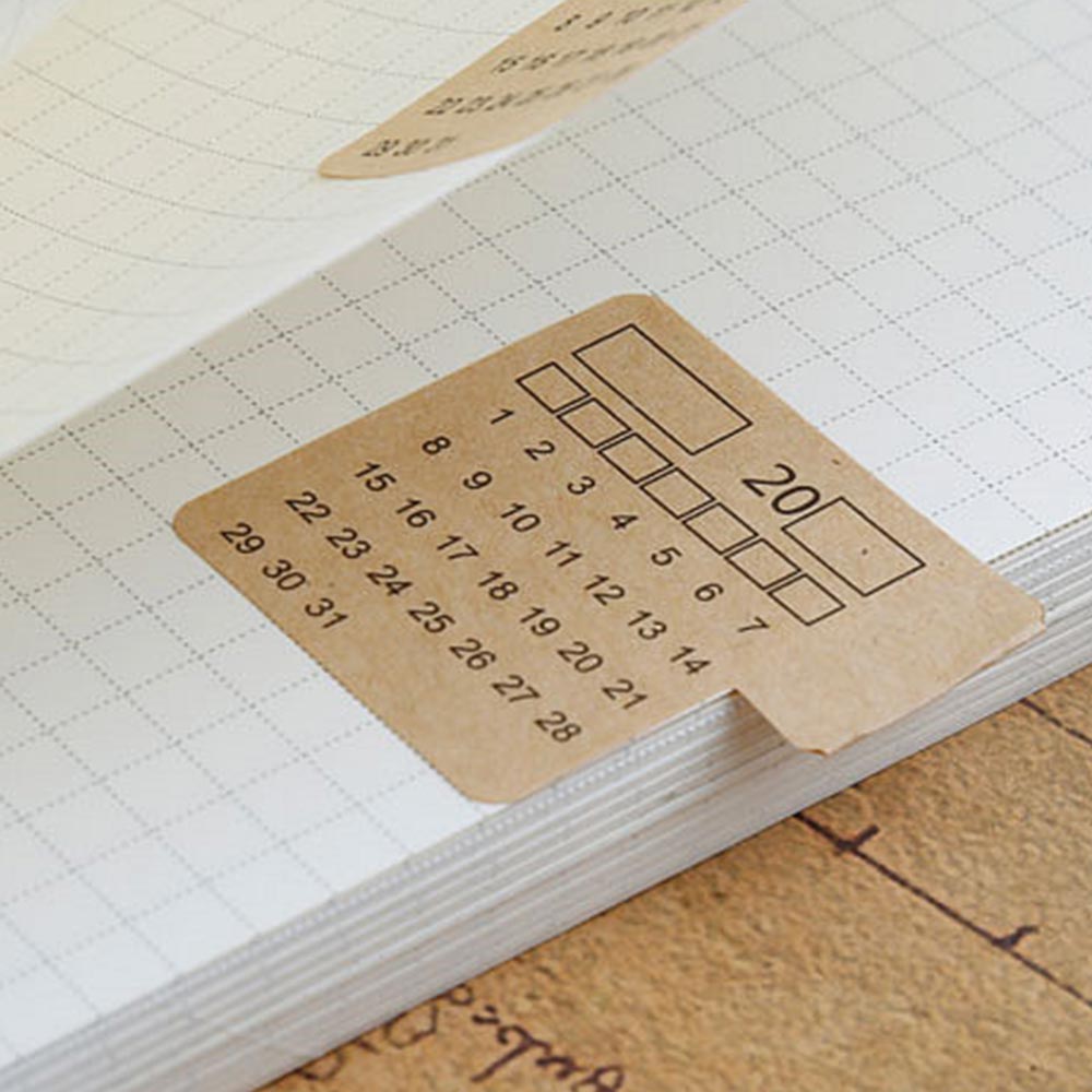 stickers onglet calendrier sur un carnet