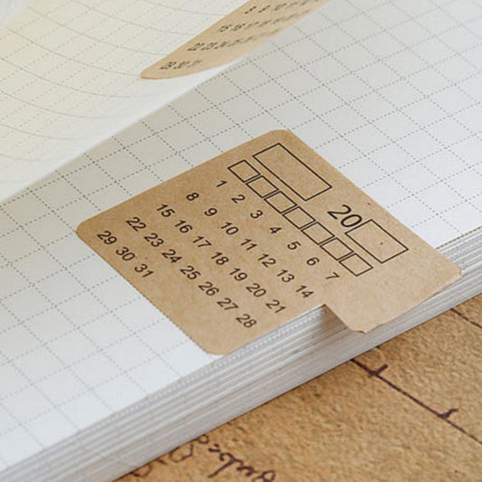 stickers onglet calendrier sur un carnet