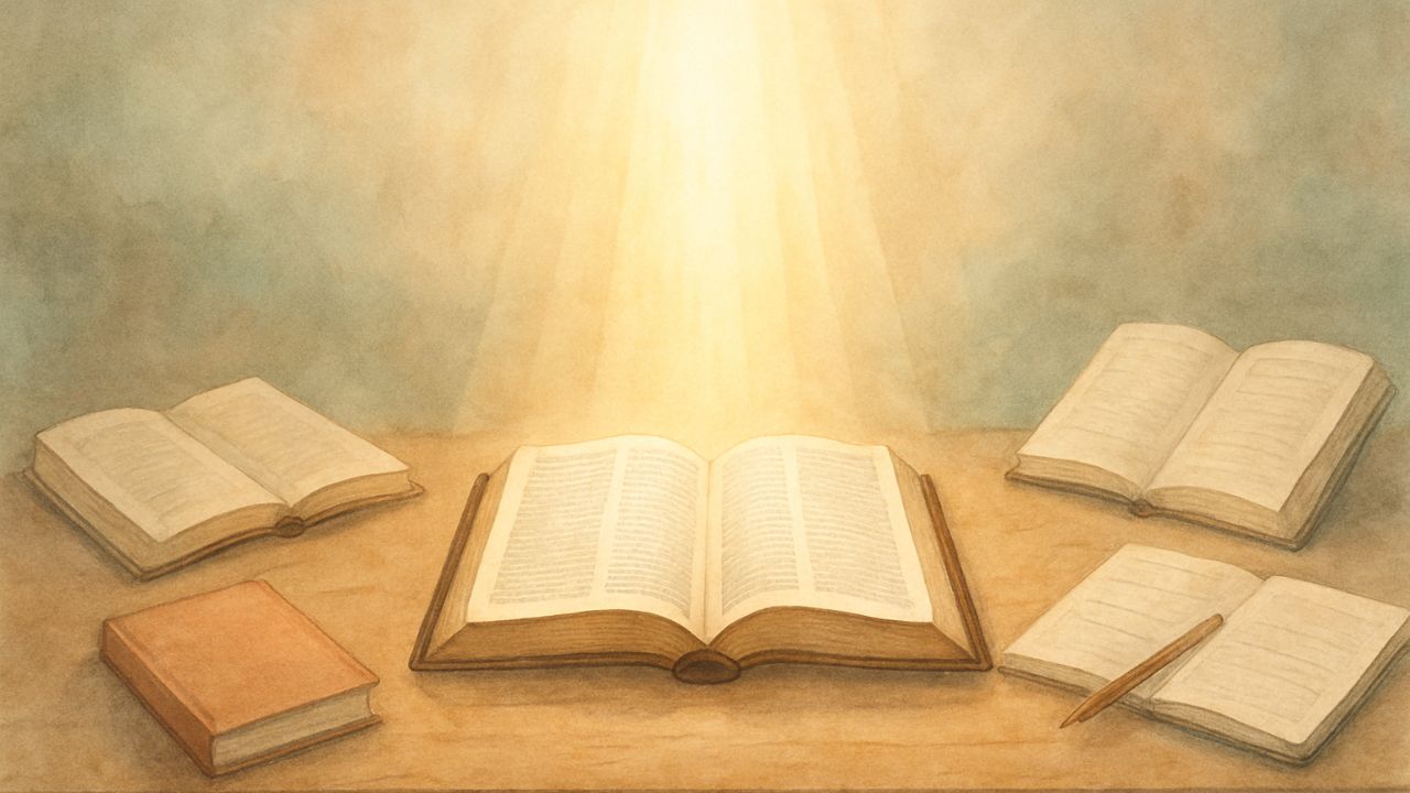 dessin aquarelle d une bible et de carnets ouverts