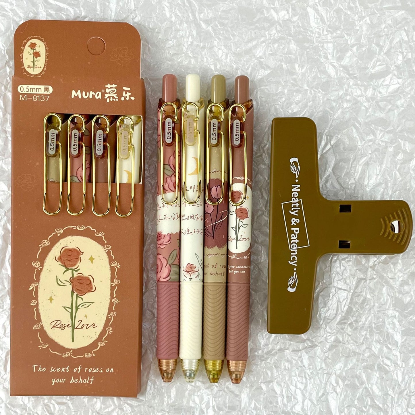 Lot de 4 stylos – Rose Vintage