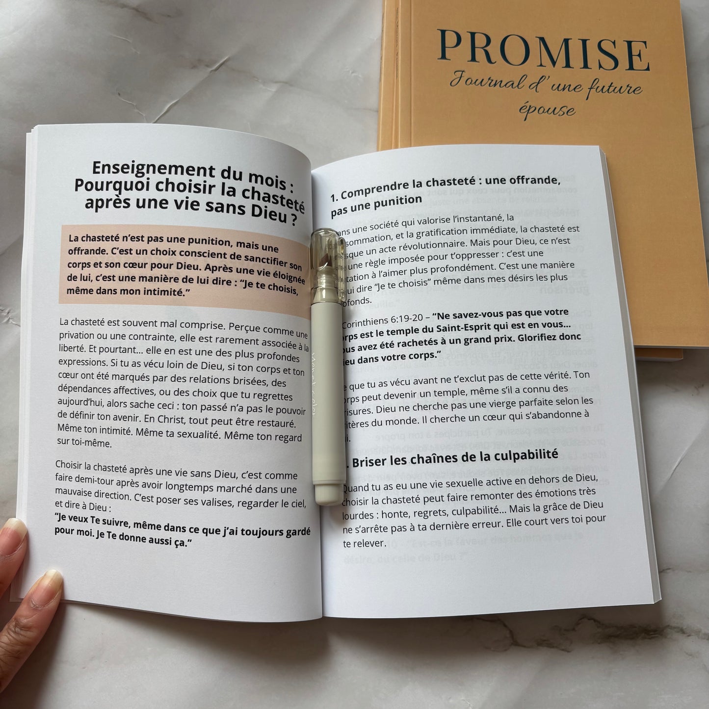 photo intérieur du carnet de prière promise page enseignement